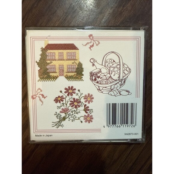 Embroidery Card No. 21 Cross Stitch Designs House Flowers Bows Country - Picture 2 of 3